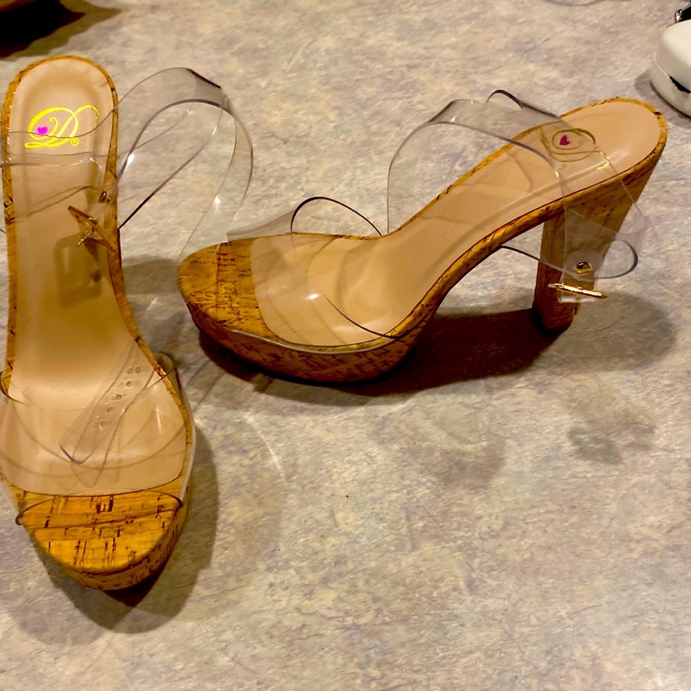 COPY - Brand new clear cork chunky heels size 9! HOT!!!!